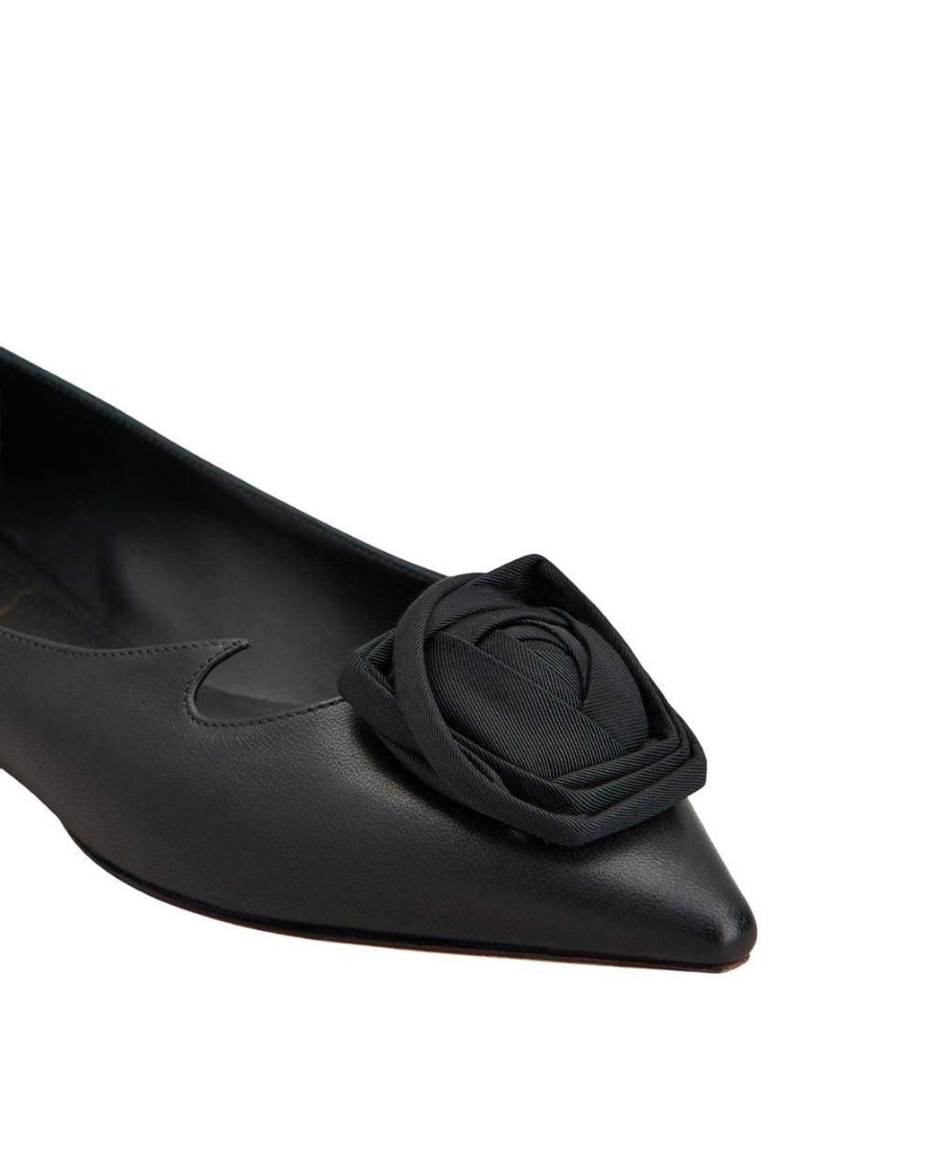 Roger Vivier Black Leather Ballet Flats