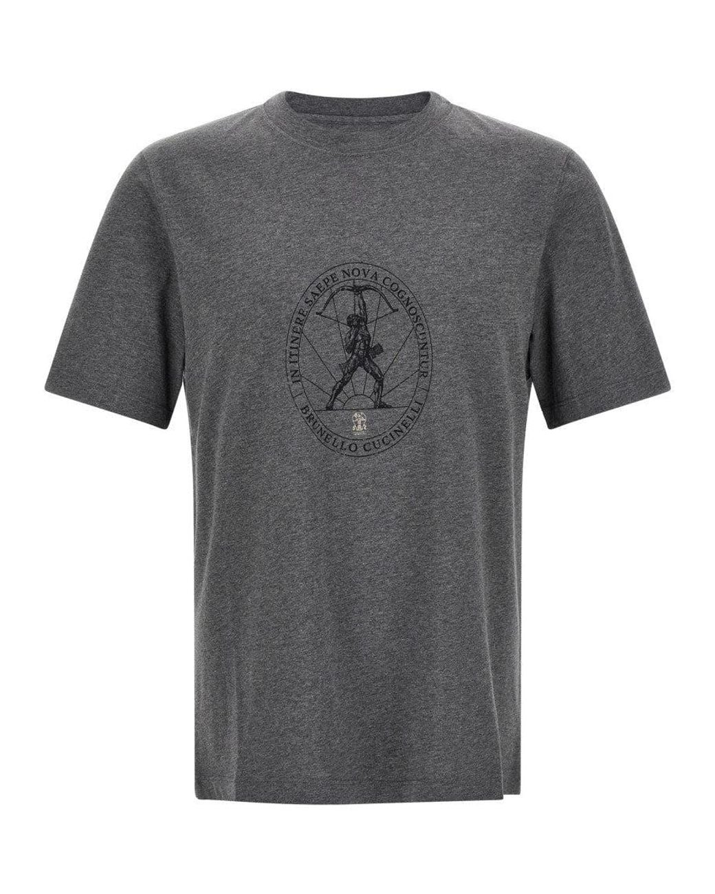 Brunello Cucinelli Gray Dark Crew Neck T-Shirt for men
