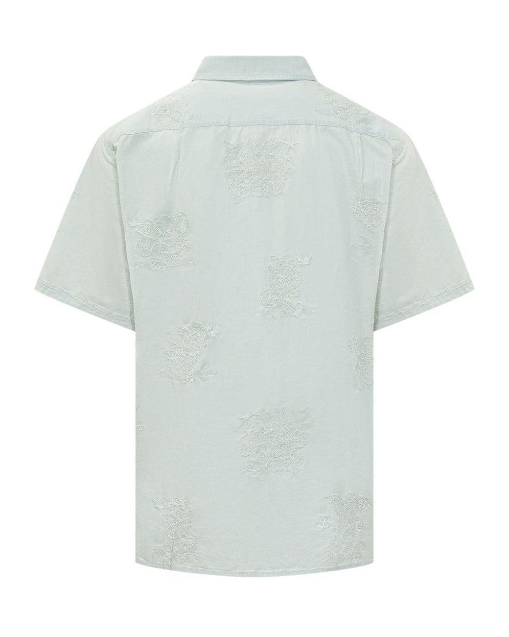 KENZO Blue Embroidered Shirt for men