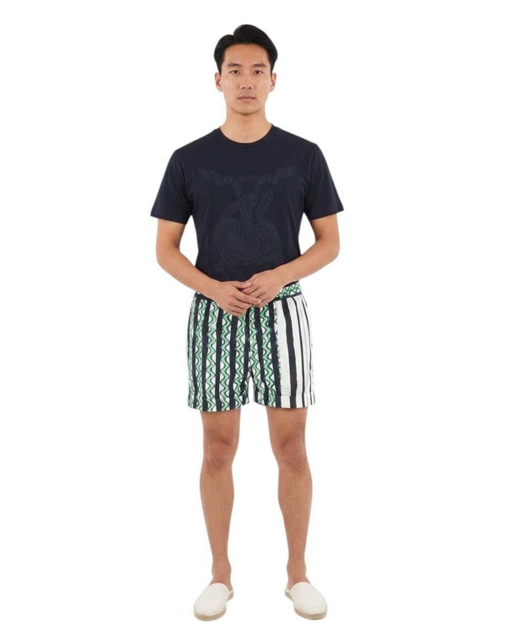 Neil Barrett Blue Regular Stripes Shorts for men