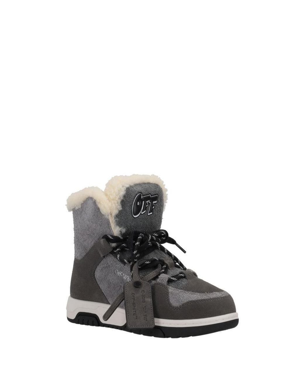 Off-White c/o Virgil Abloh Gray Shearling Suede Snow Boots