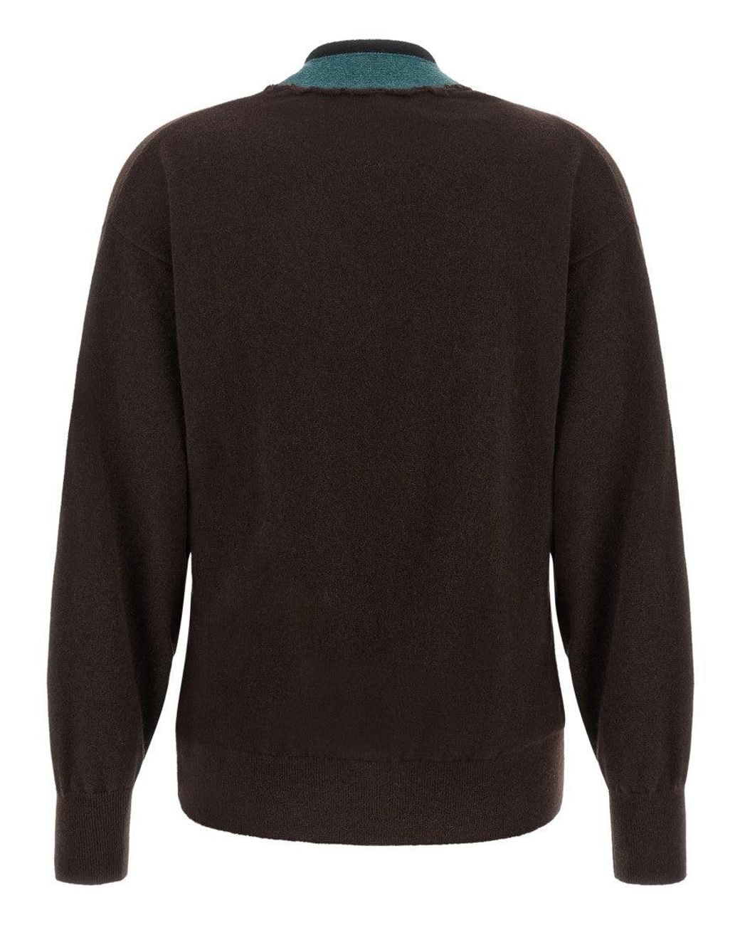 Dries Van Noten Black Solid V Neck Sweater
