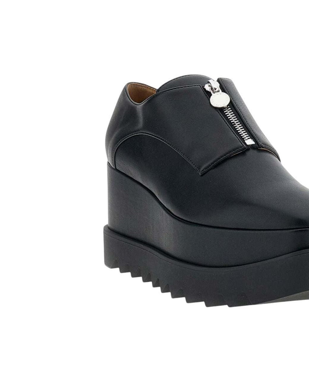 Stella McCartney Black Leather Zipper Sneakers