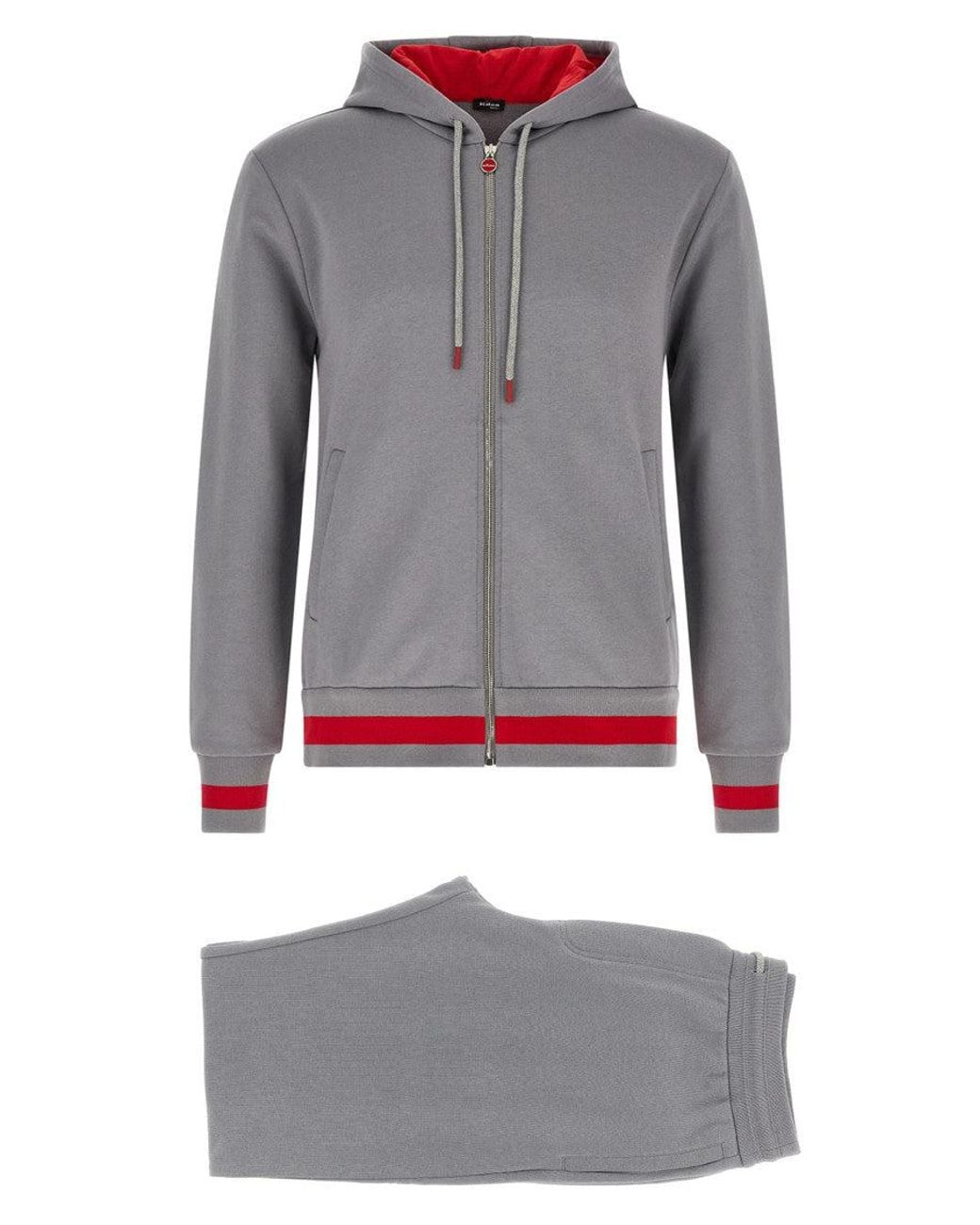 Kiton Gray Cotton Color Block Track Suit for men
