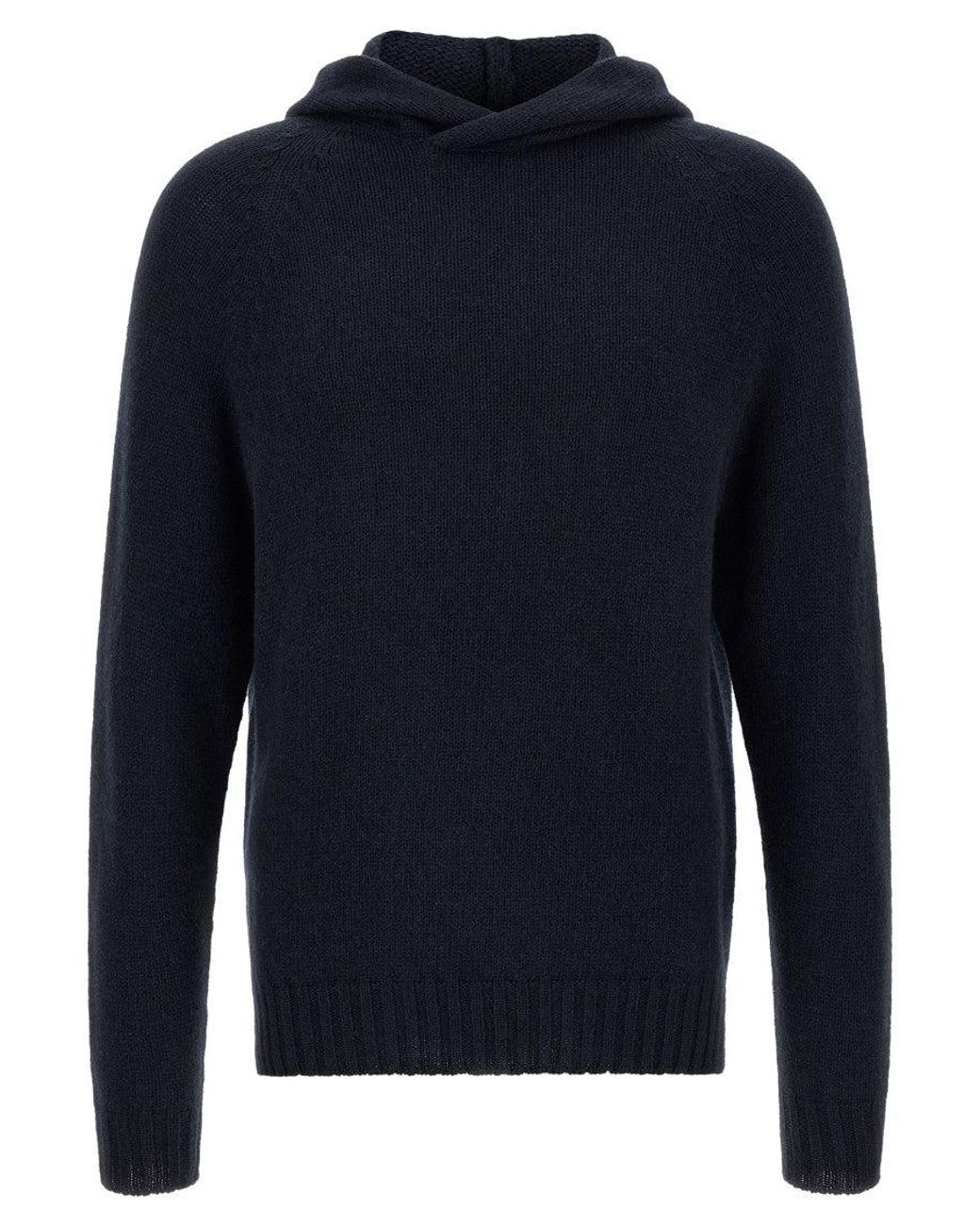 Ma'ry'ya Blue Relaxed Knitted Hoodie for men