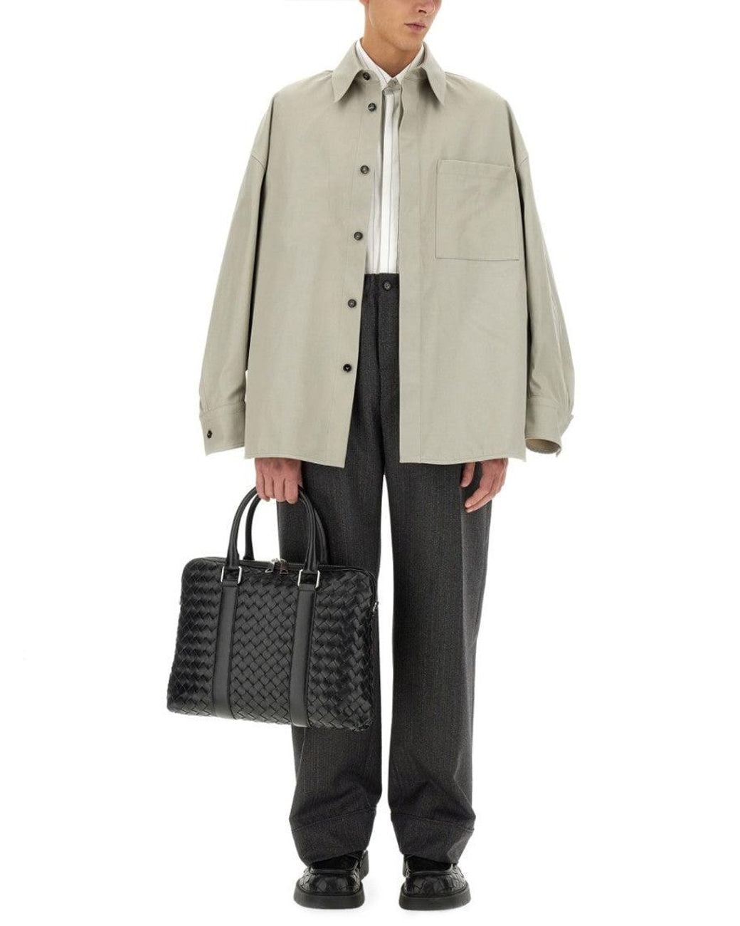 Bottega Veneta Natural Light Solid Overshirt for men