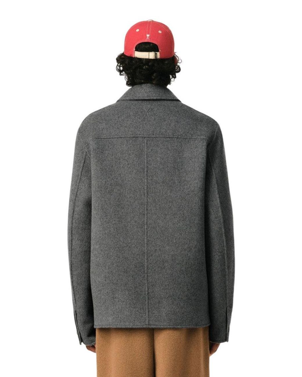 AMI Gray Ash Shirt Collar Jacket for men