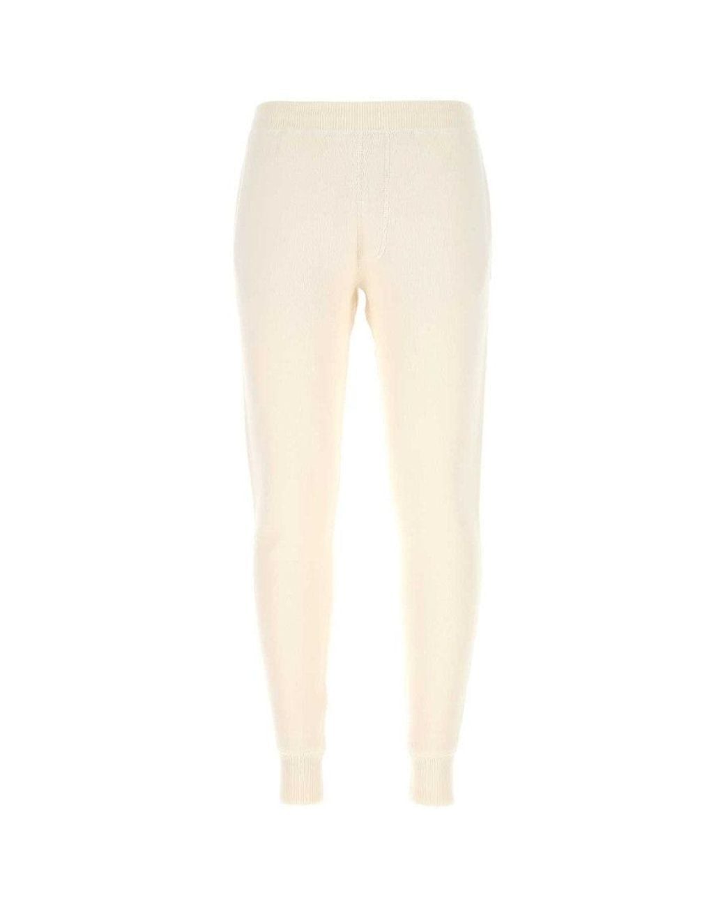Prada White Ivory Stretch Cashmere Blend Joggers for men