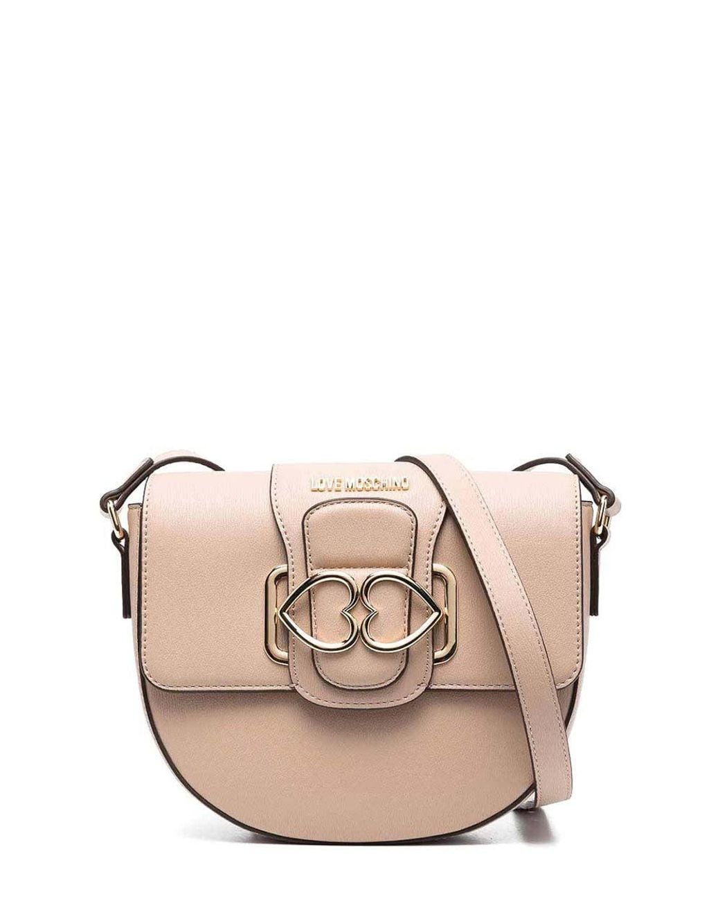 Love Moschino Pink Natural Heart Plaque Small Crossbody Bag