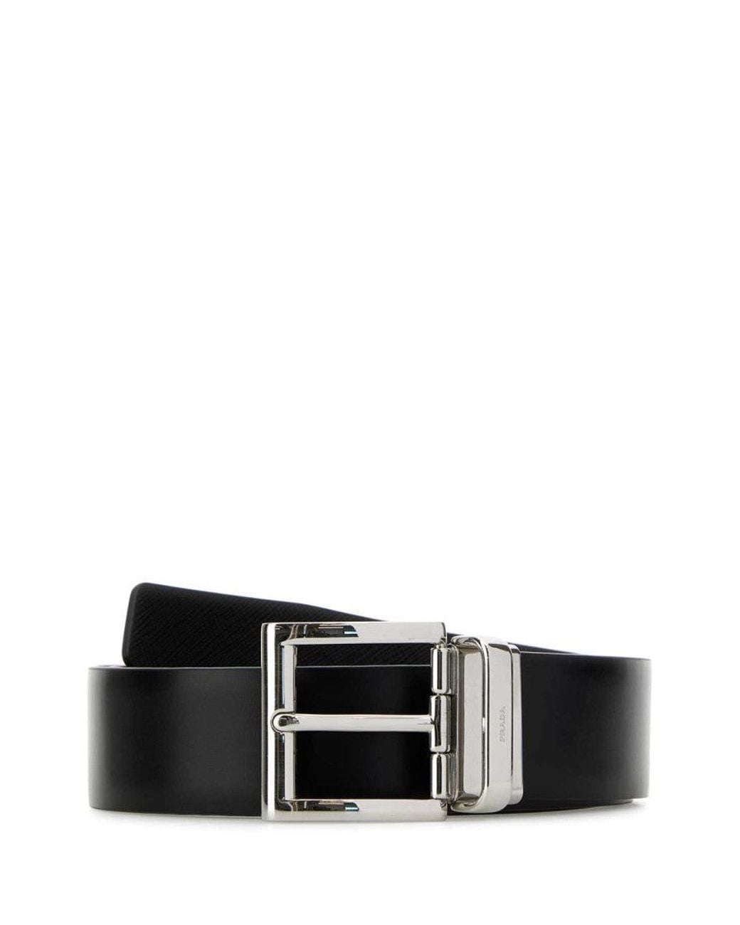 Prada Black Logo Buckle Reversible Belt for men