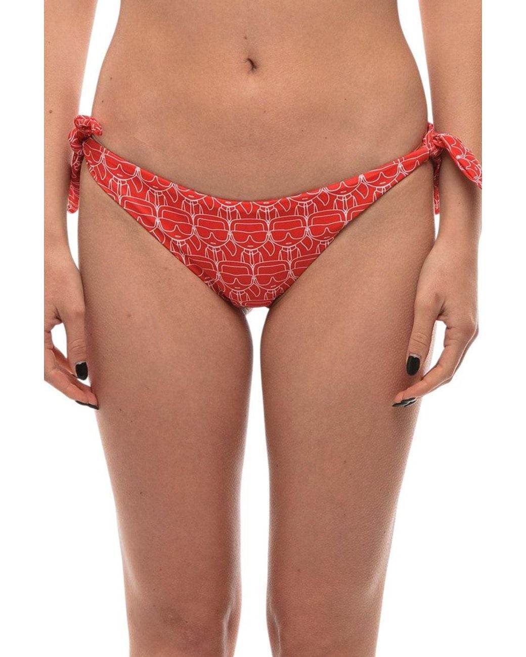 Karl Lagerfeld Red Logo Bikini Bottom Swimwear