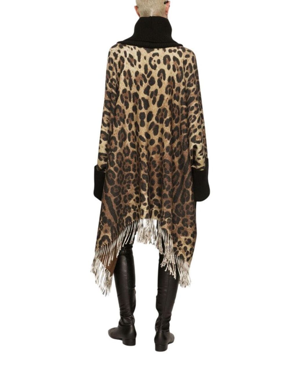 Dolce & Gabbana Black Animal Print Turtle Neck Sweater