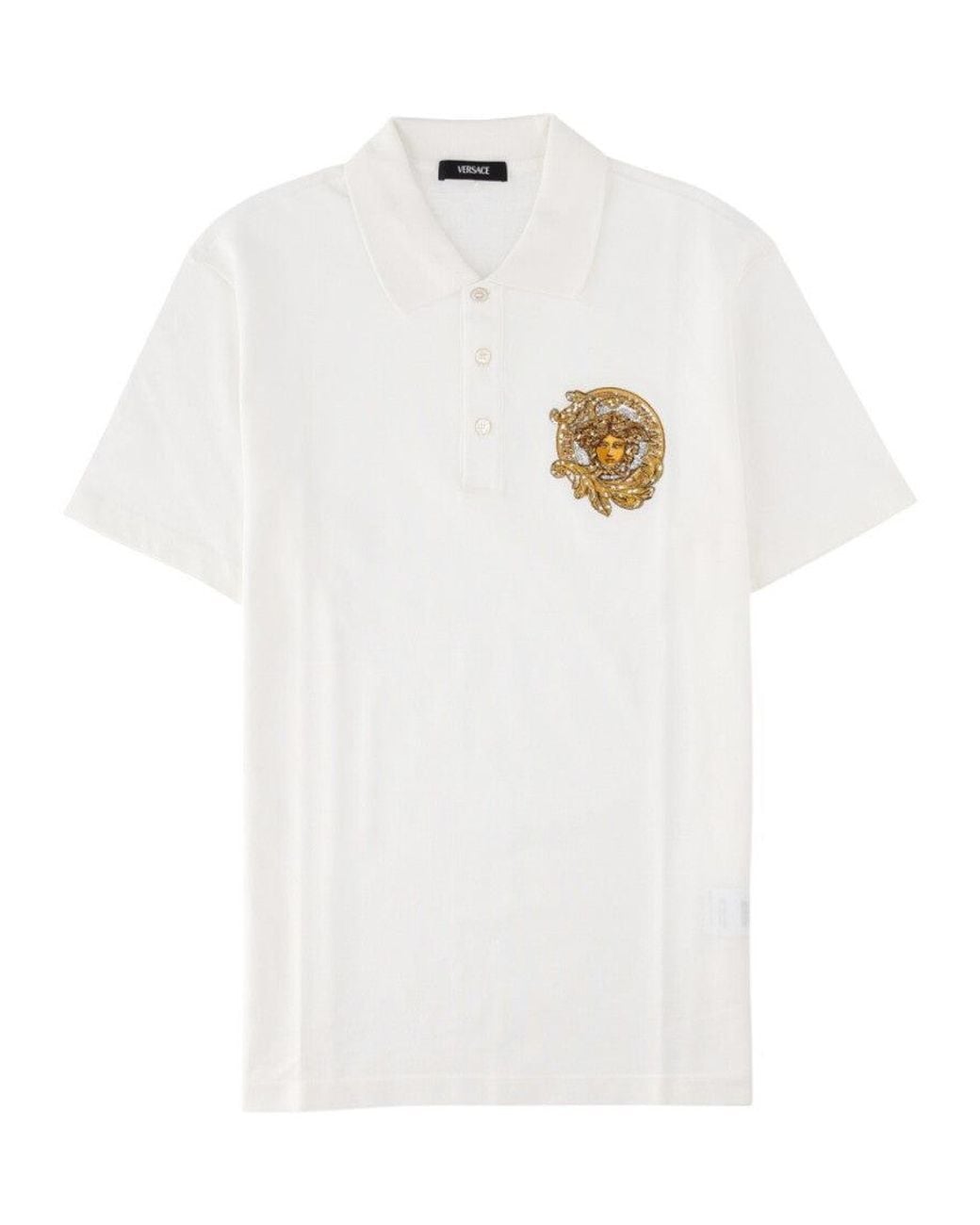 Versace White Regular Logo Polo for men