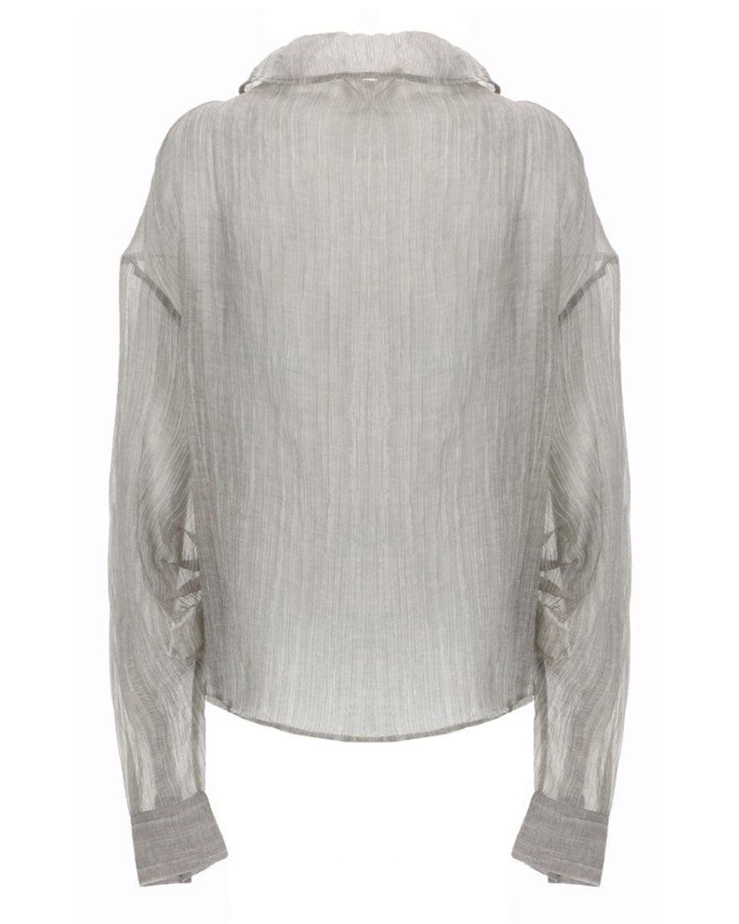 THE GARMENT Gray Solid Shirt Collar Top