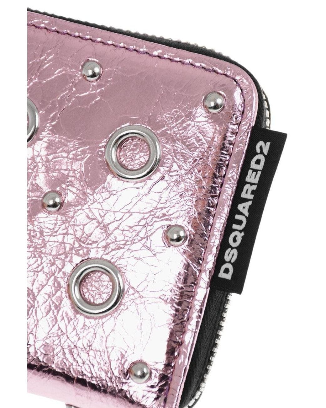 DSquared² Pink Eyelet Studded Wallet