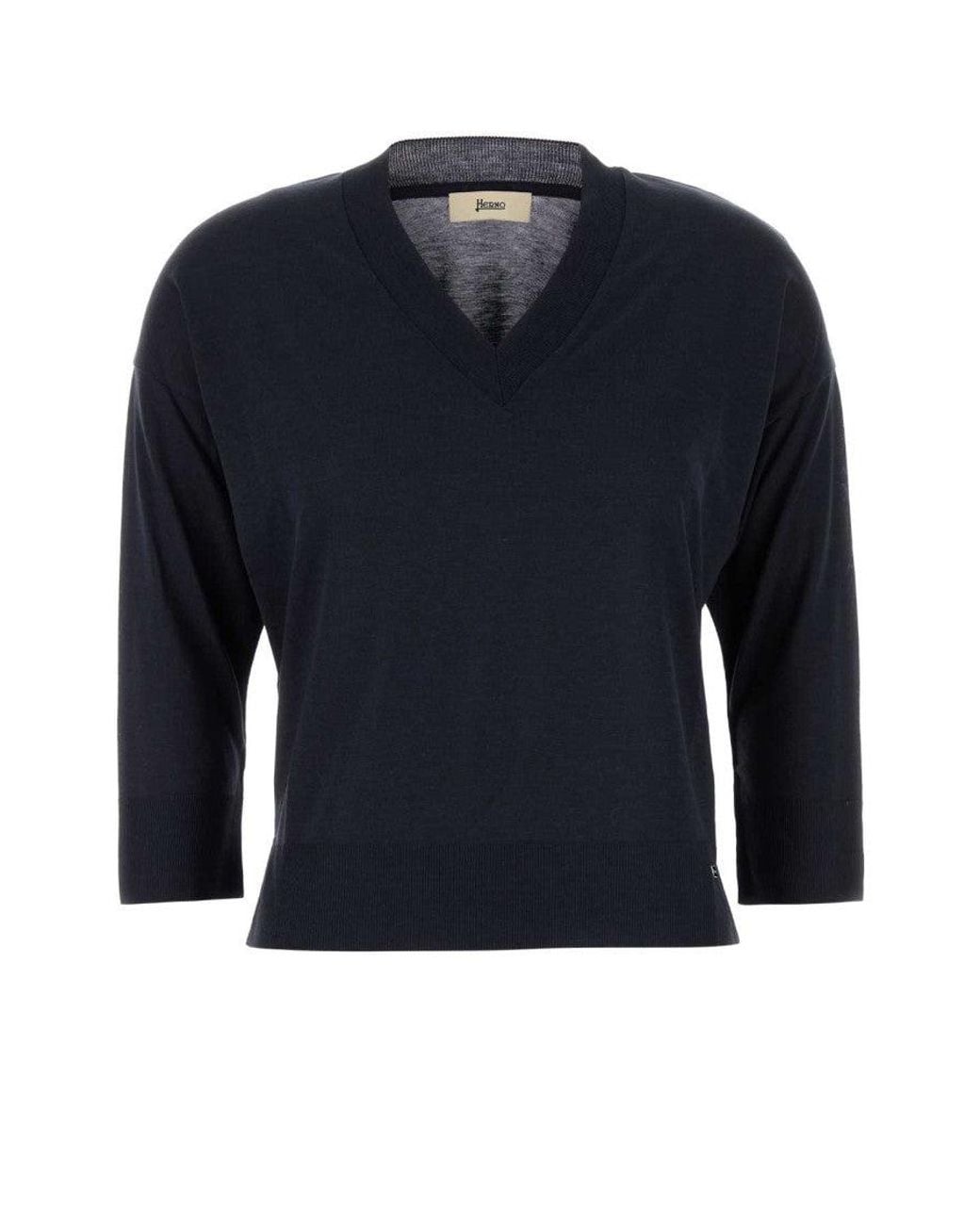 Herno Blue Lyocell Knitted Sweater