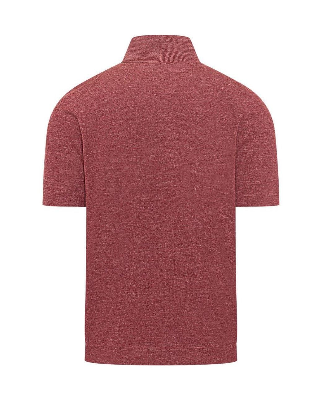 Brunello Cucinelli Red Solid Shirt Collar Polo for men