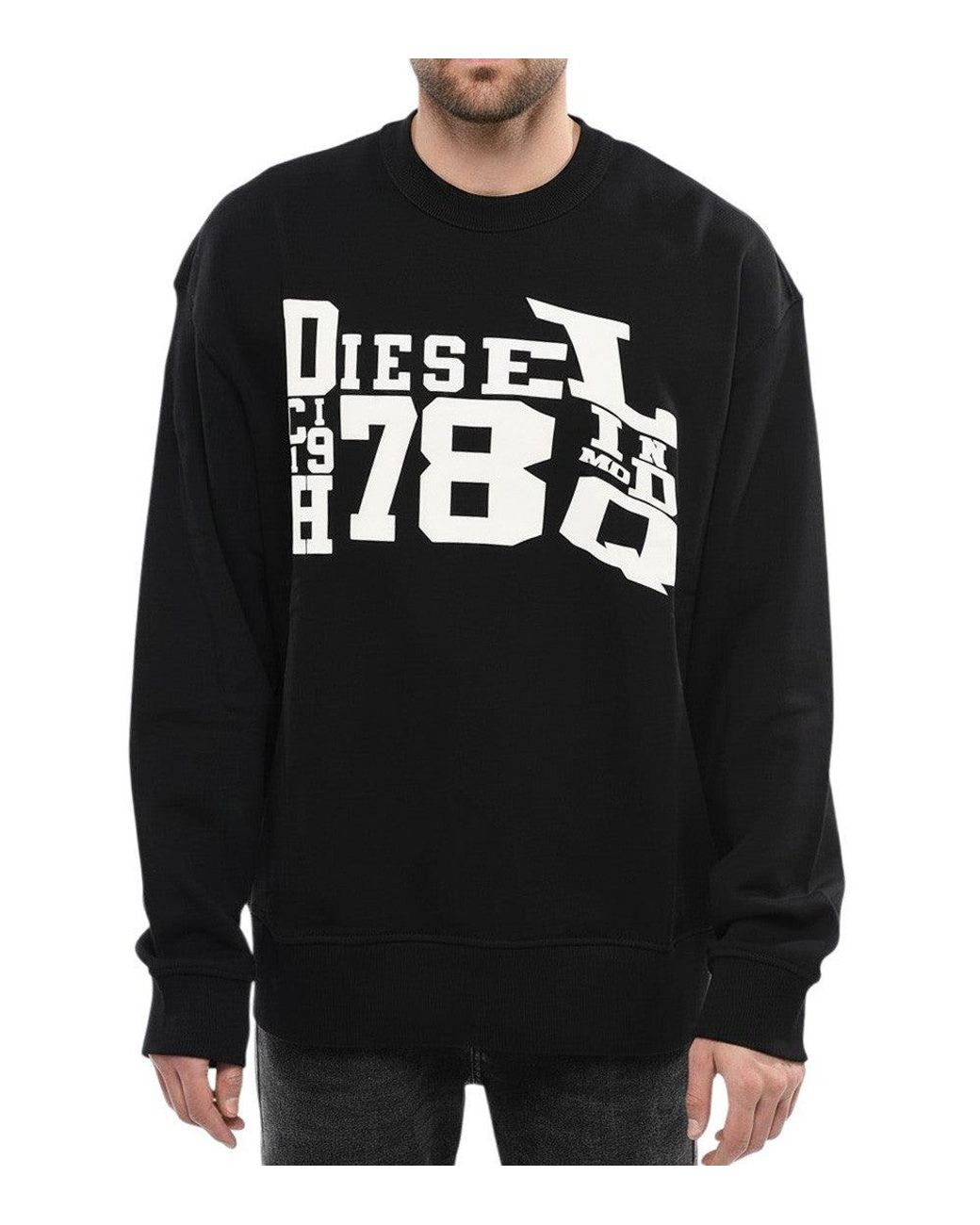 DIESEL Black Crew Neck Sweatshirt for men