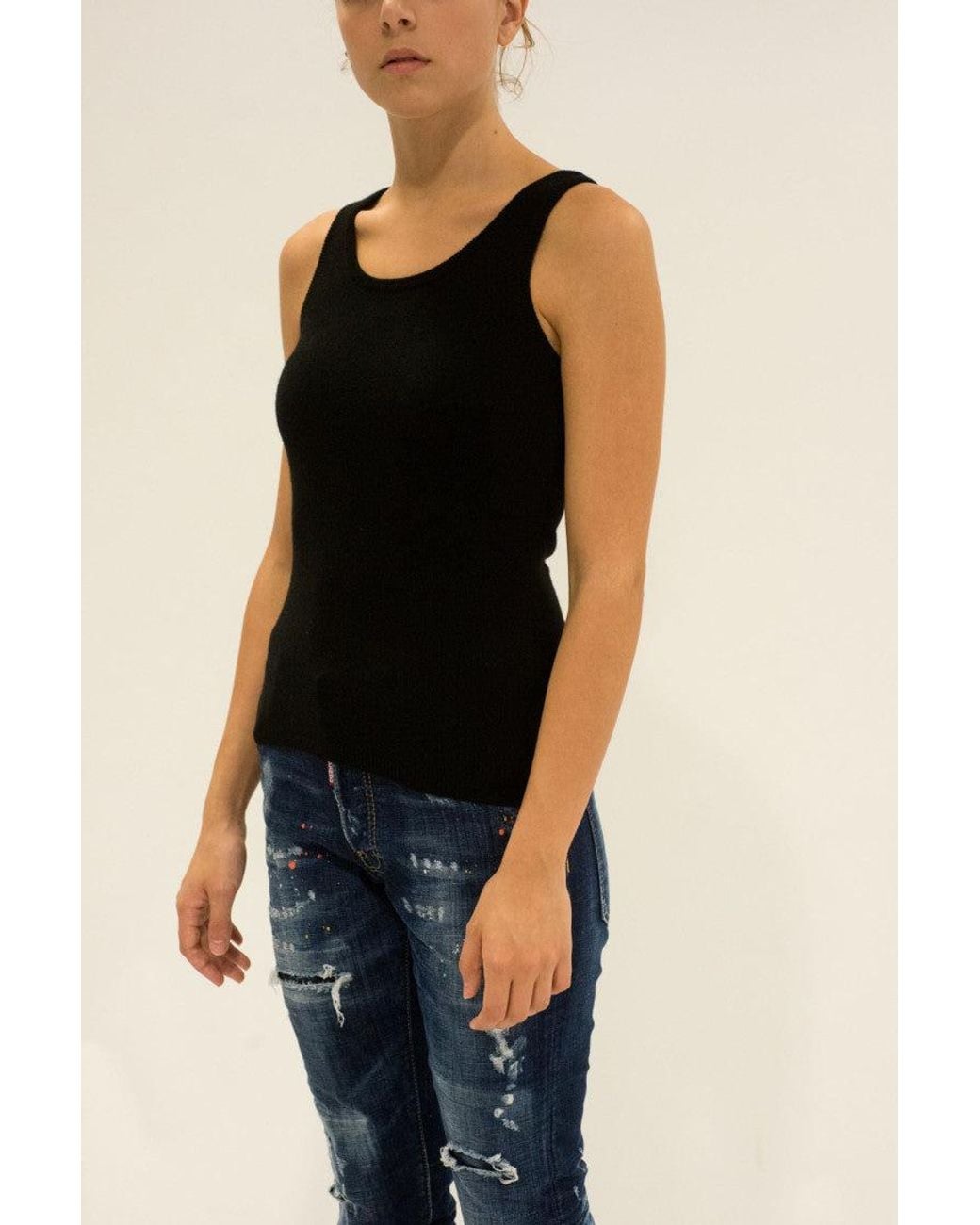 LA ROSE Black Sleeveless Tank