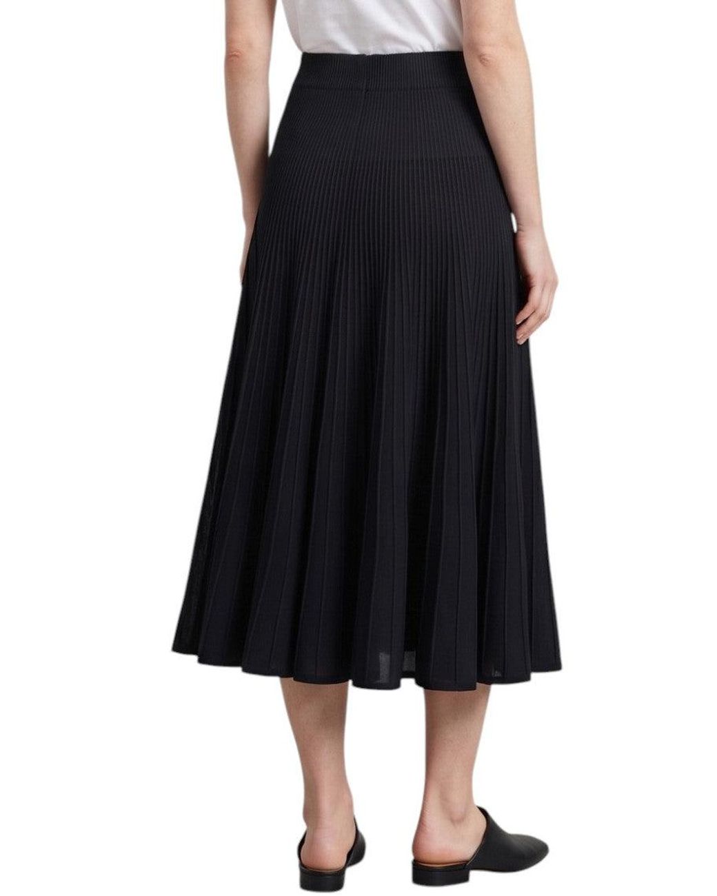 Ralph Lauren Black Pleated Midi Skirt