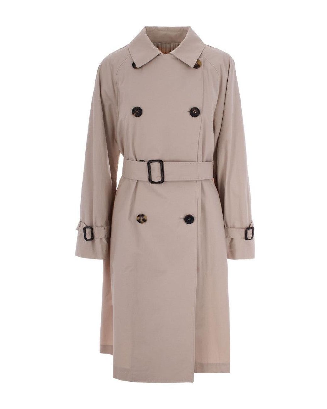Max Mara Natural Shirt Collar Trench Coat