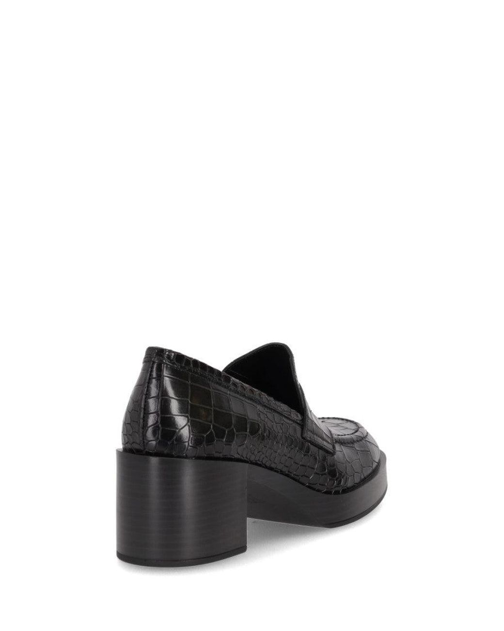 LA ROSE Black Leather Loafer Heels