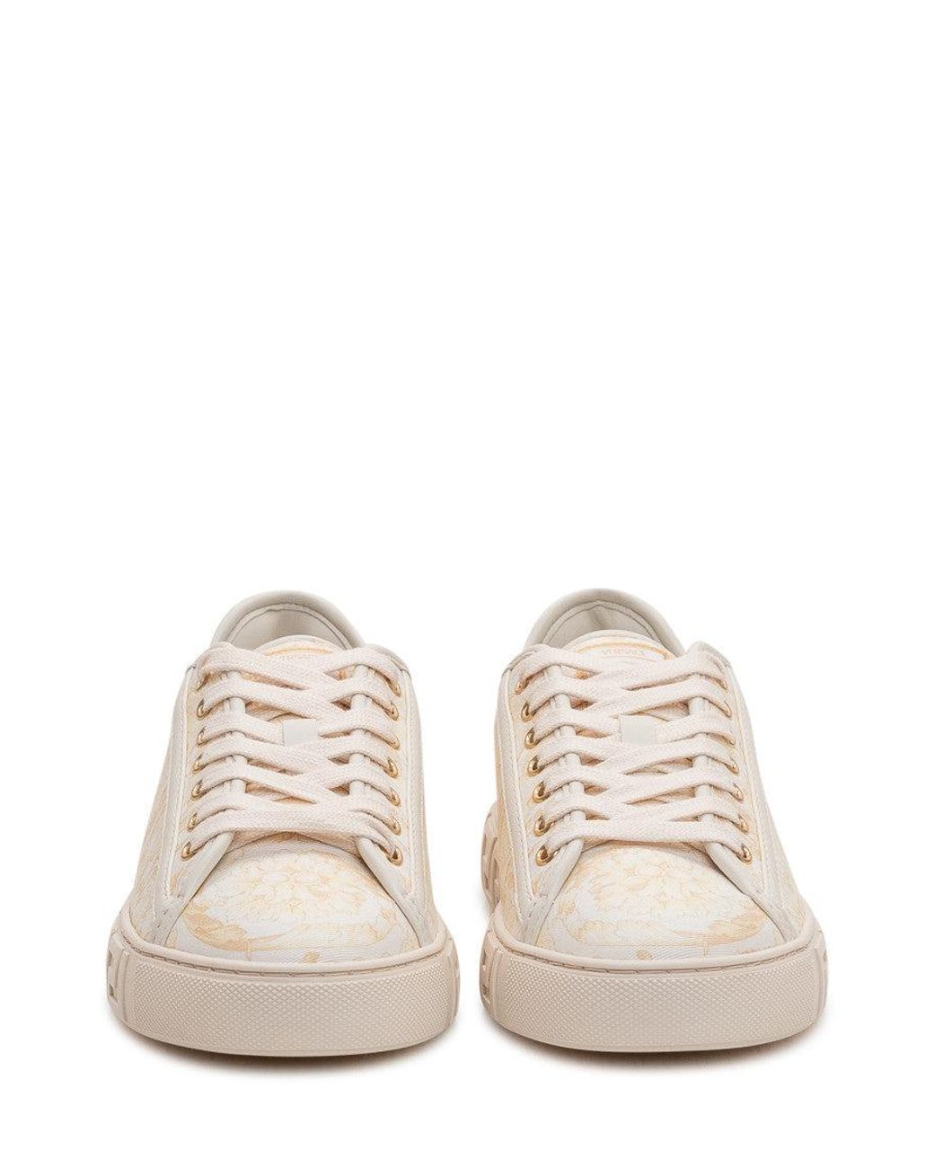 Versace White Baroque Style Sneakers