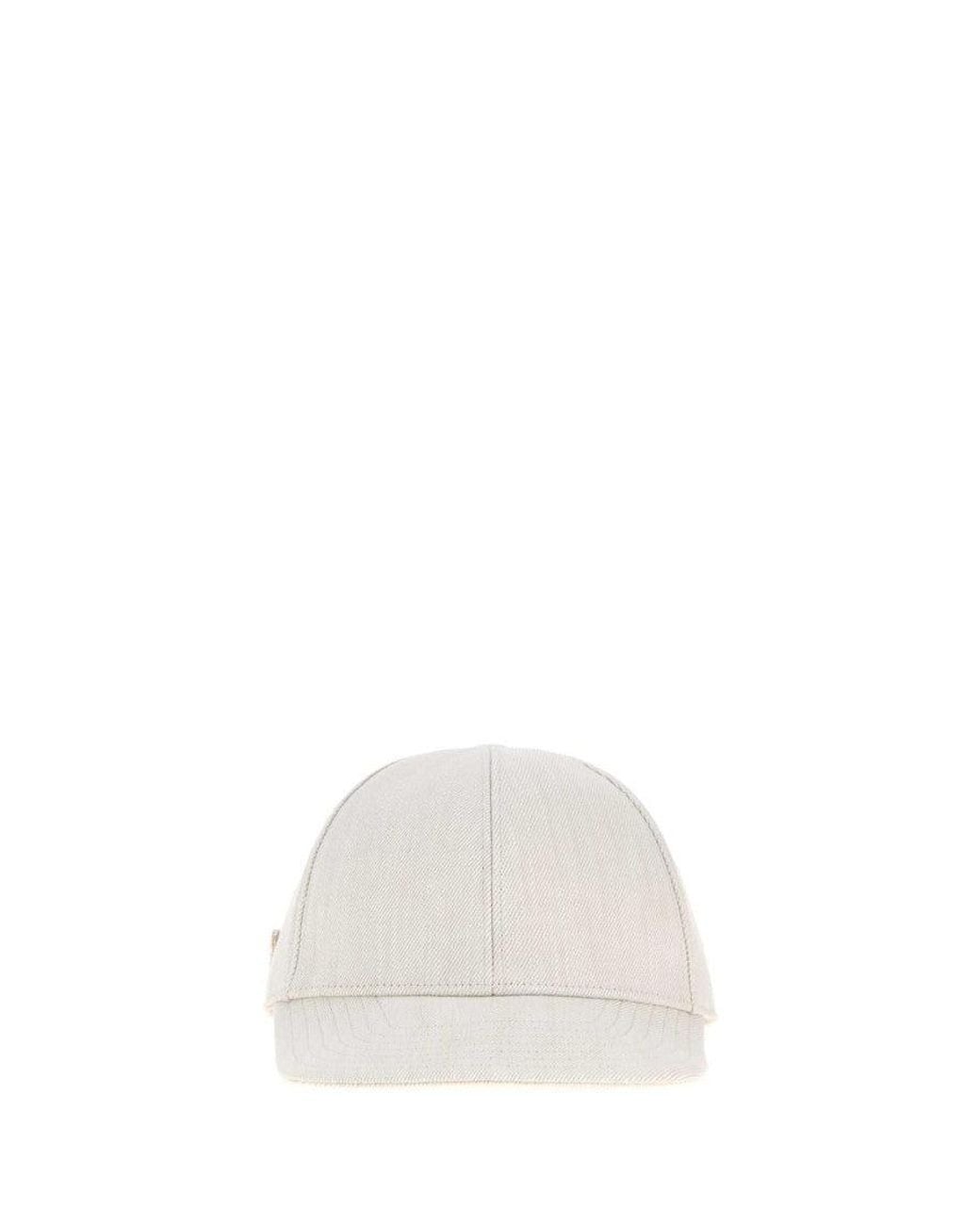 Prada White Textured Baseball Hat for men