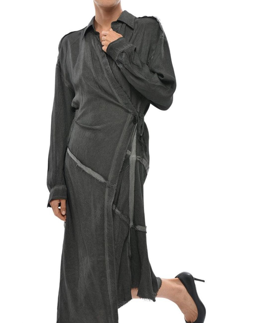 DIESEL Black Shirt Collar Midi Dress