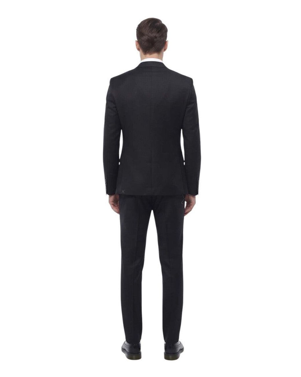 Corneliani Black Notched Lapel Suit for men