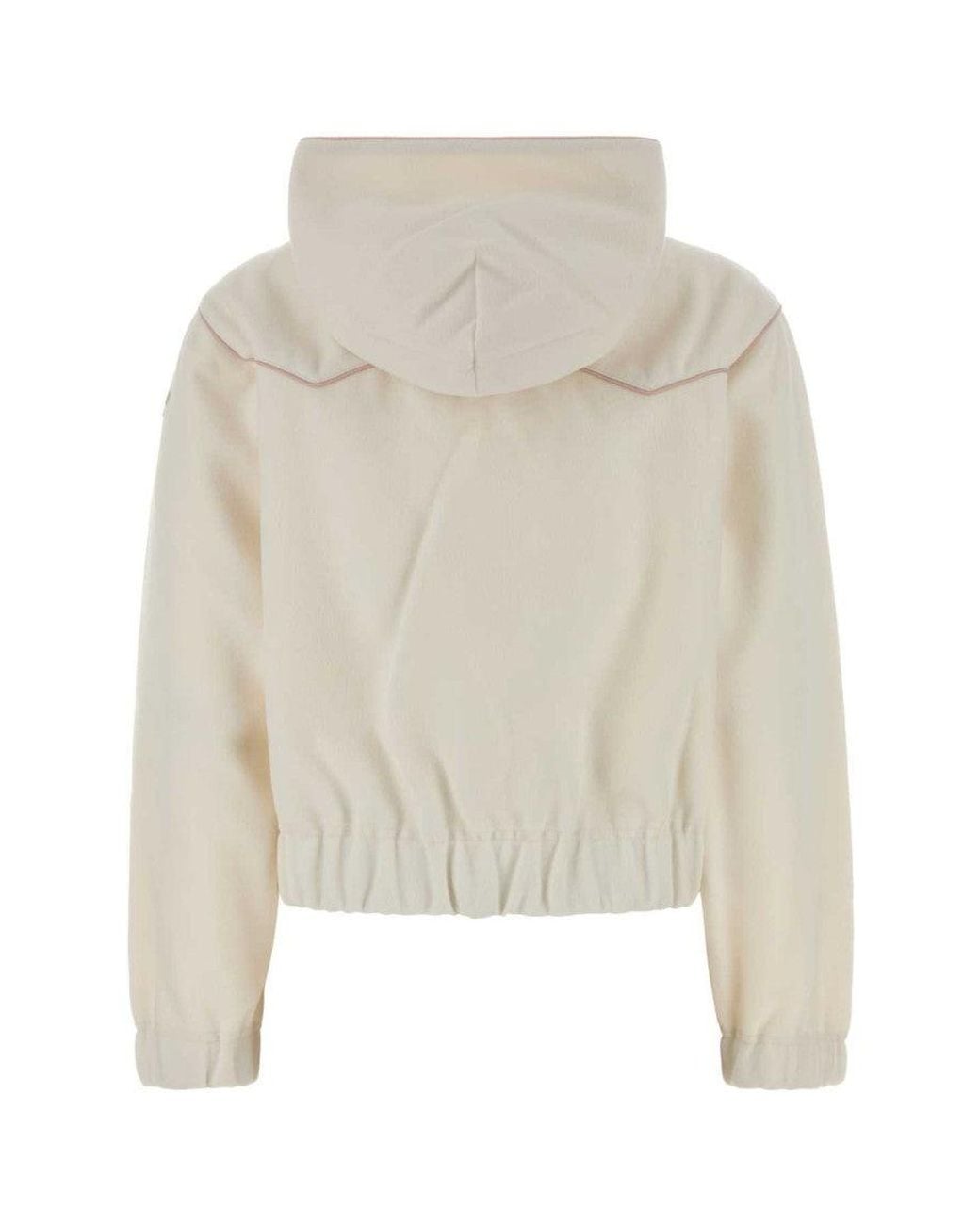 Moncler White Solid Hood Sweater