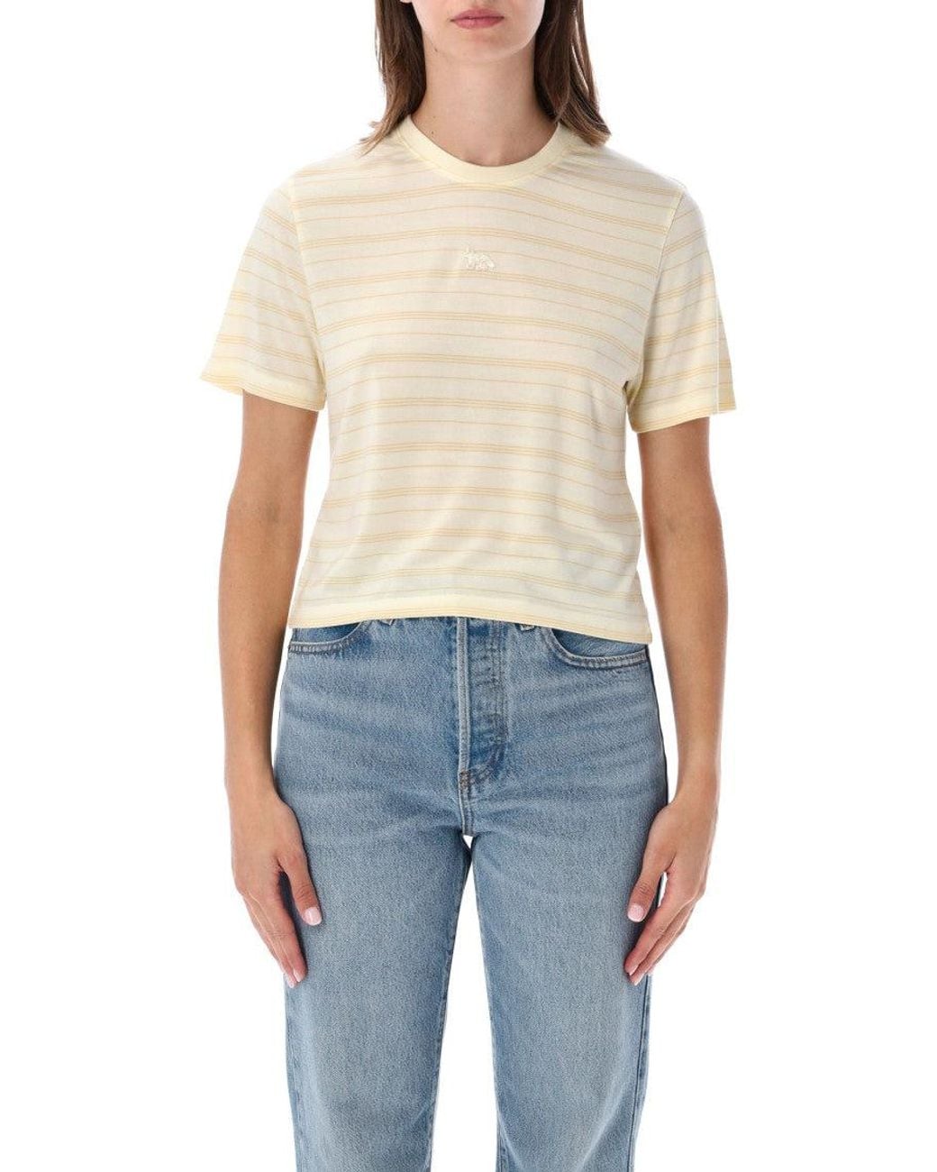 Maison Kitsuné Blue Off Stripes T-Shirt