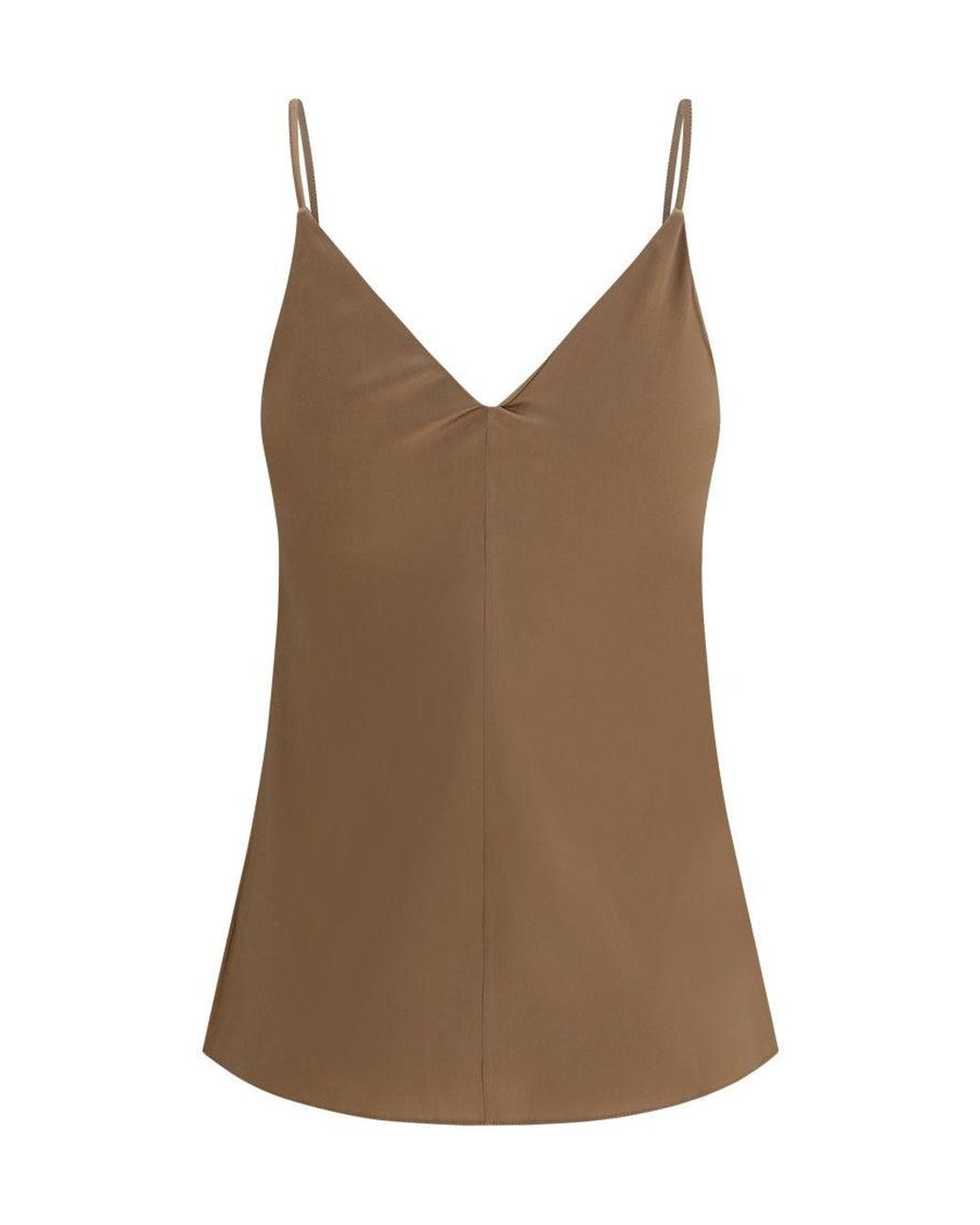 Brunello Cucinelli Brown Solid V Neck Top