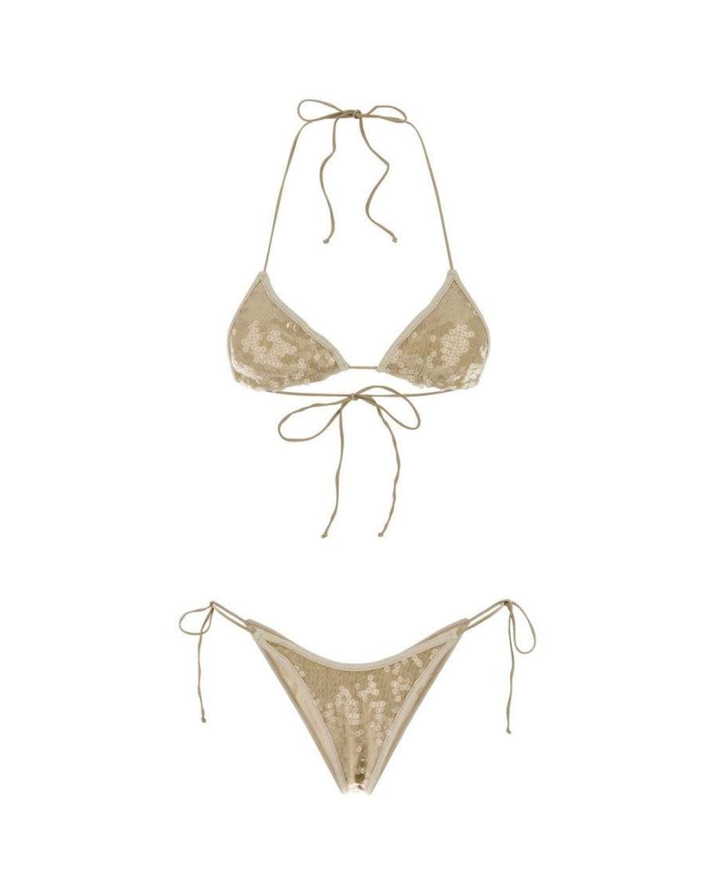 Oseree White Embellished Swimwear