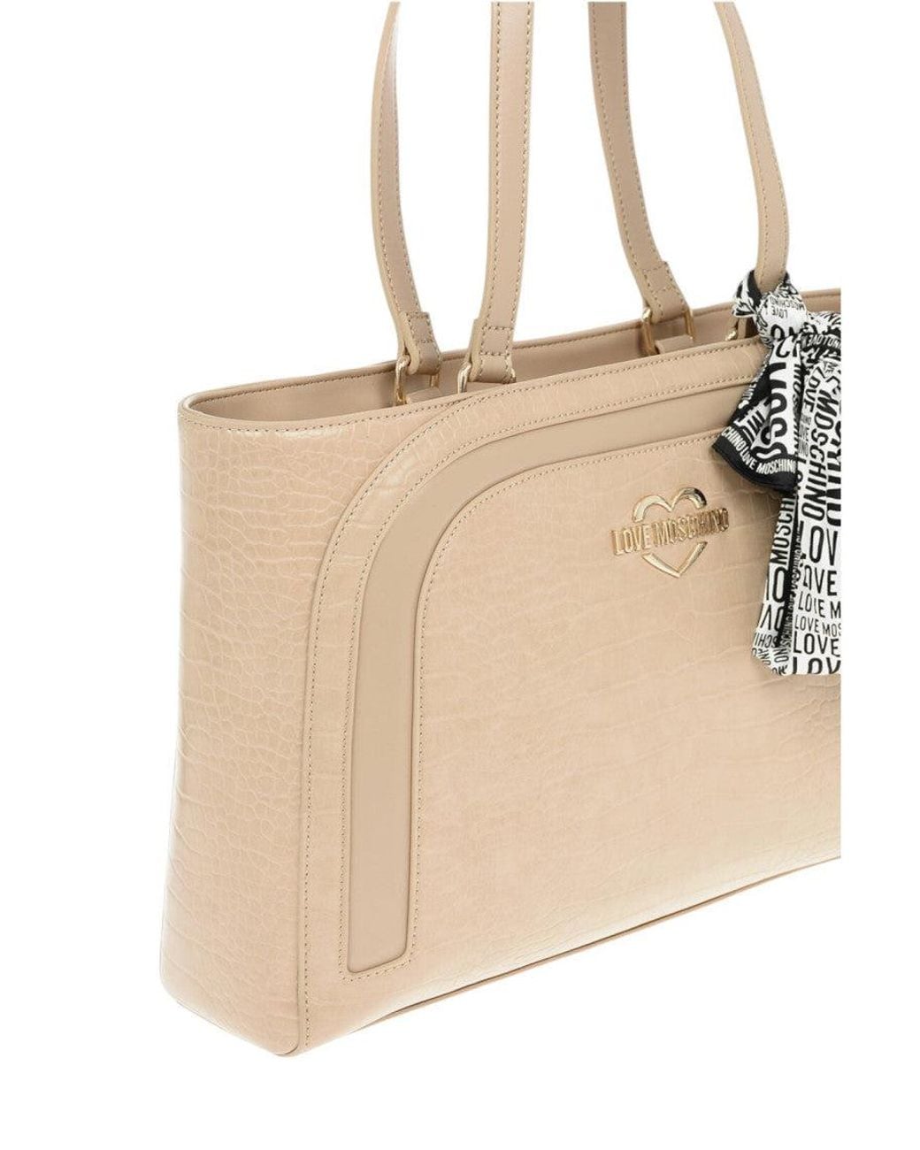 Love Moschino Natural Light Logo Top Zip Large Tote