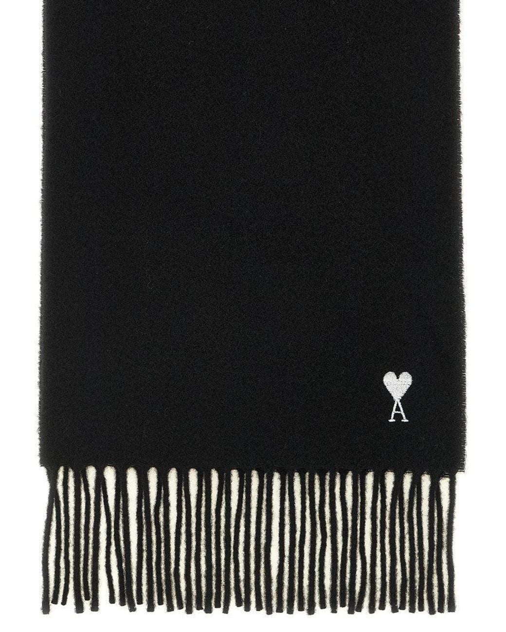 AMI Black Logo Scarf for men