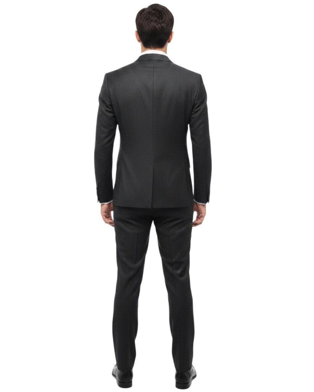 Corneliani Black Peaked Lapel Suit for men