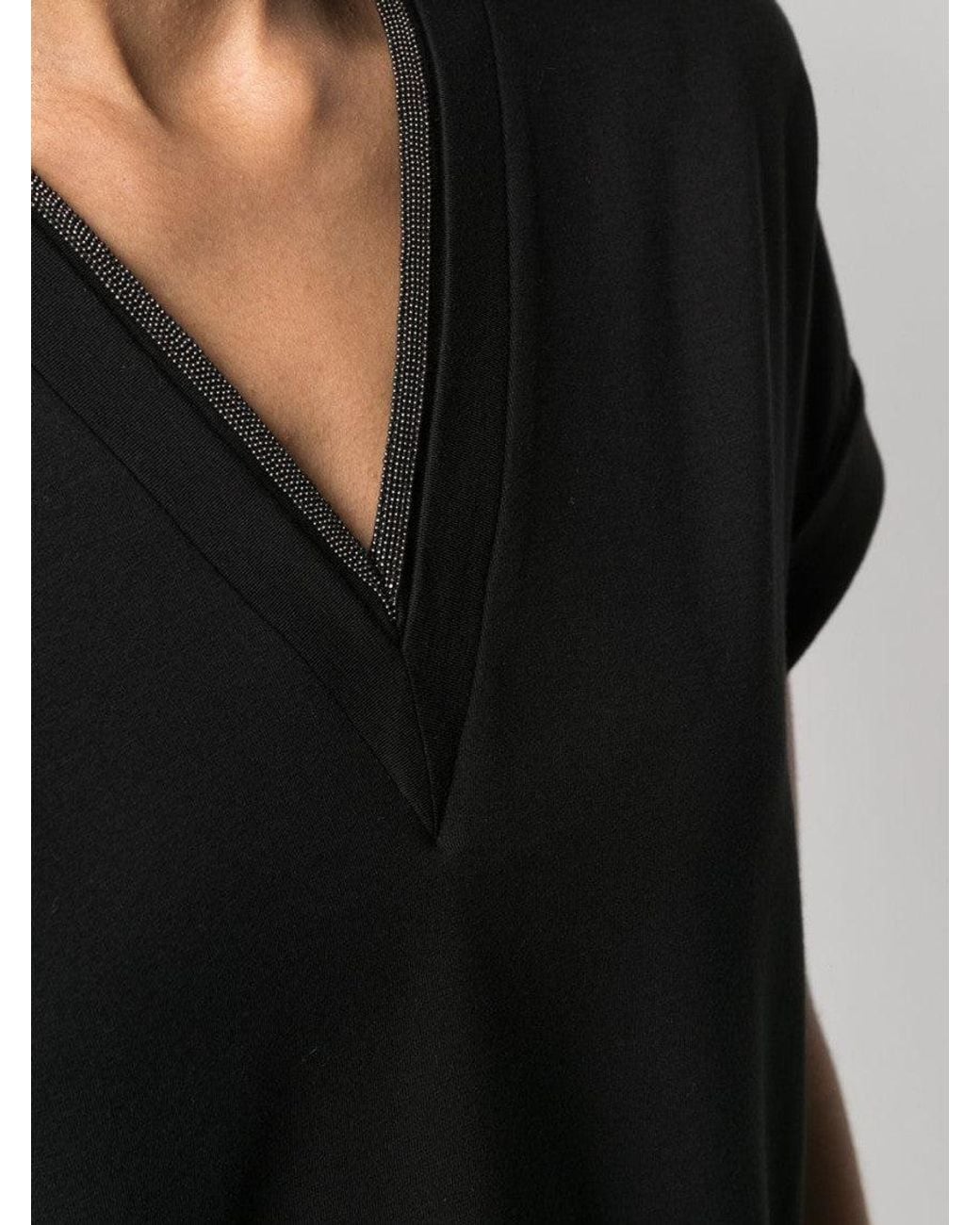 Brunello Cucinelli Black V-Neck Top
