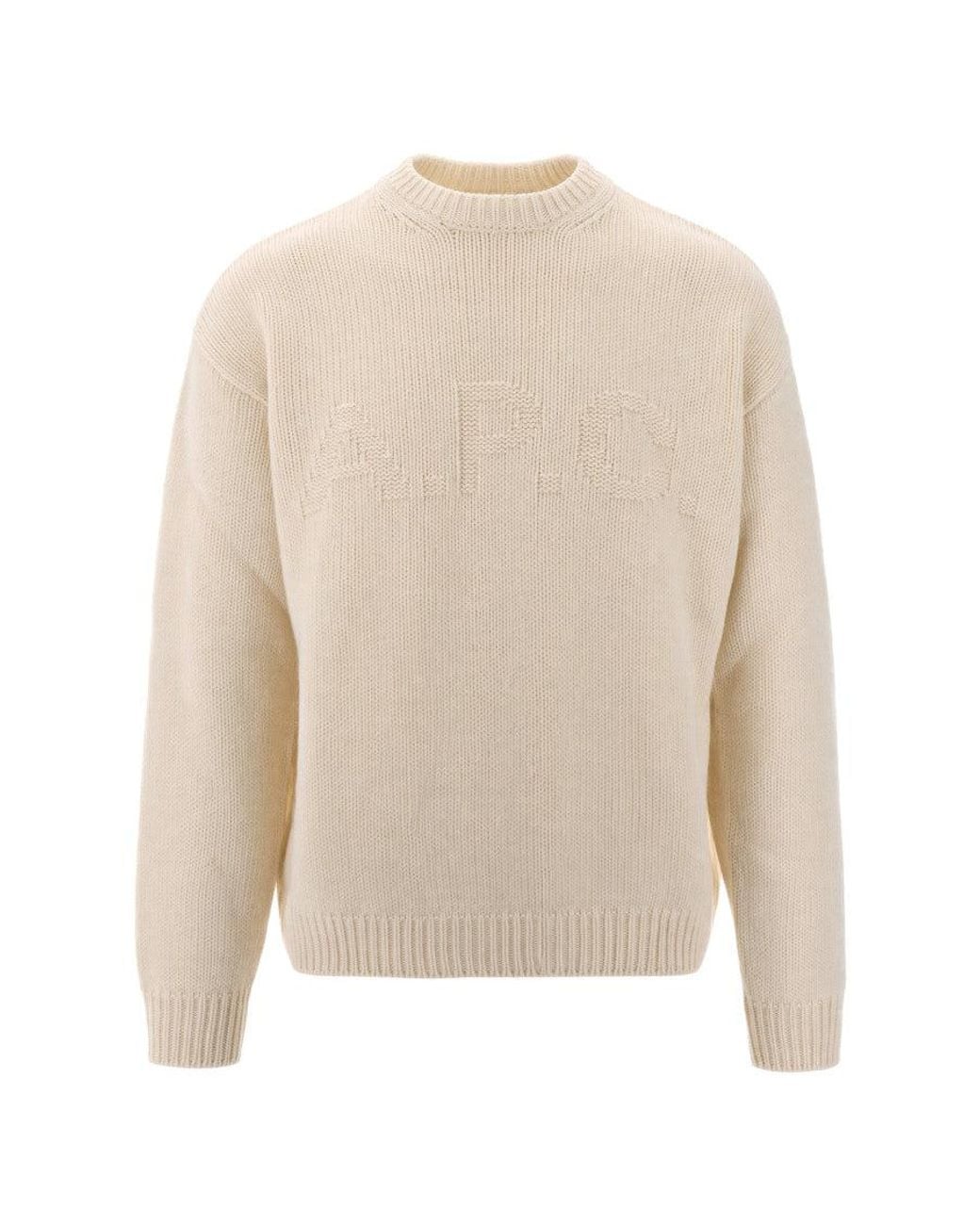 A.P.C. White Off Knitted Sweater for men