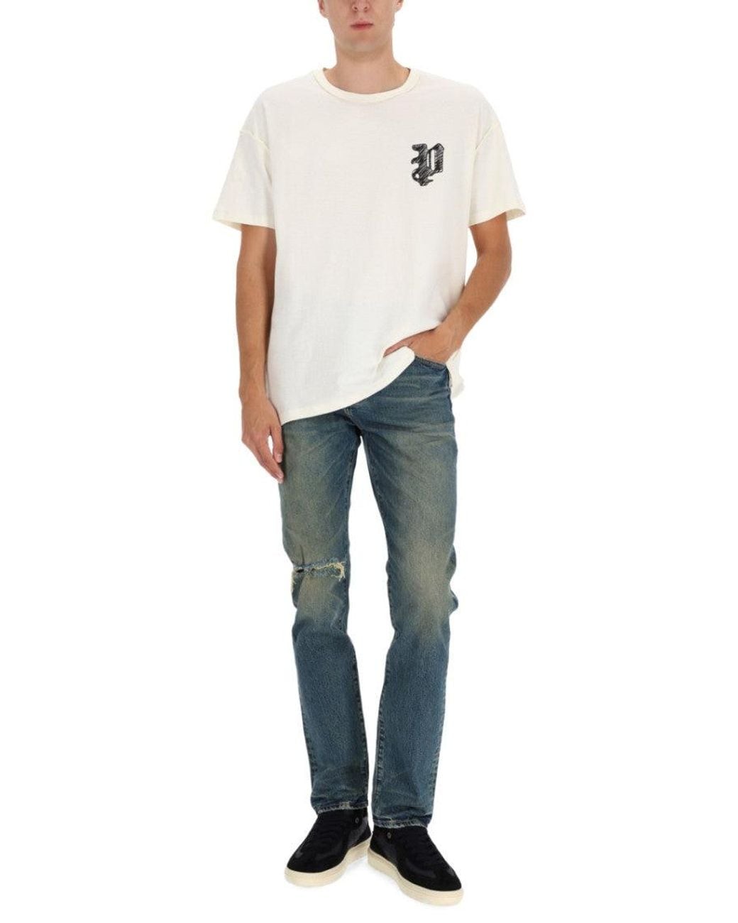 Purple Brand Blue Denim Mid Rise Jeans for men