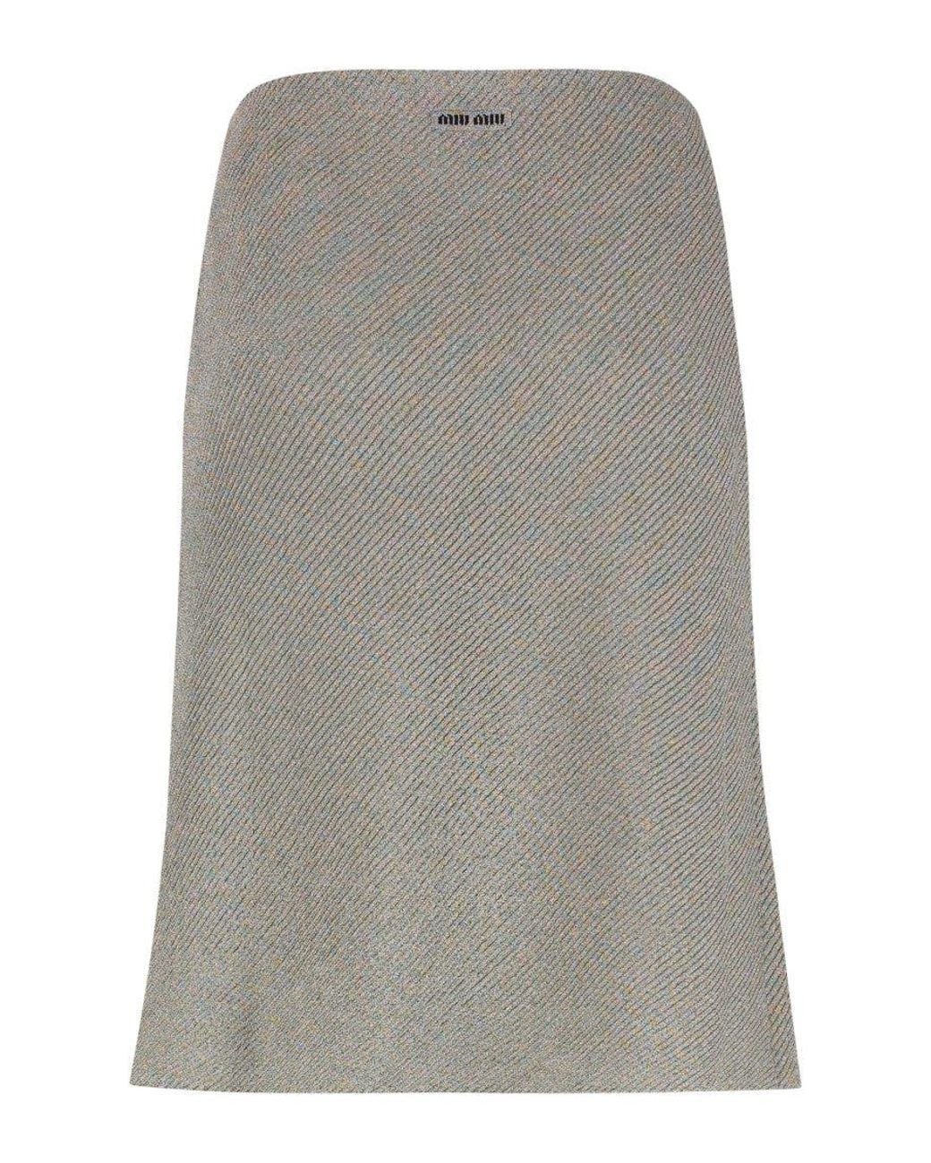 Miu Miu Gray Textured Mini Skirt