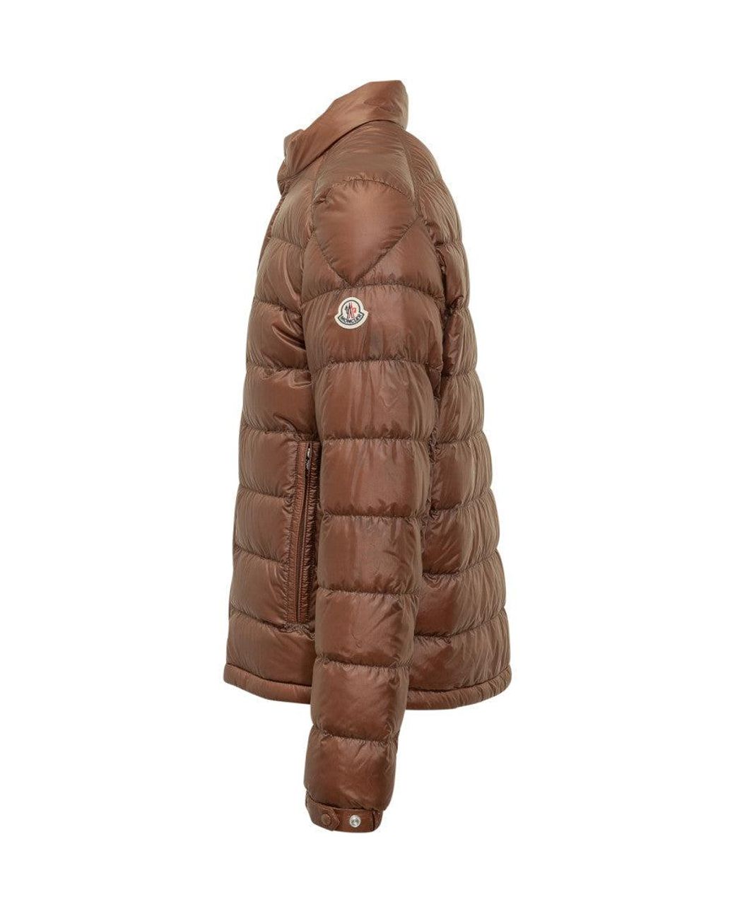 Moncler Brown Quilted Mock Collar Jacket for men