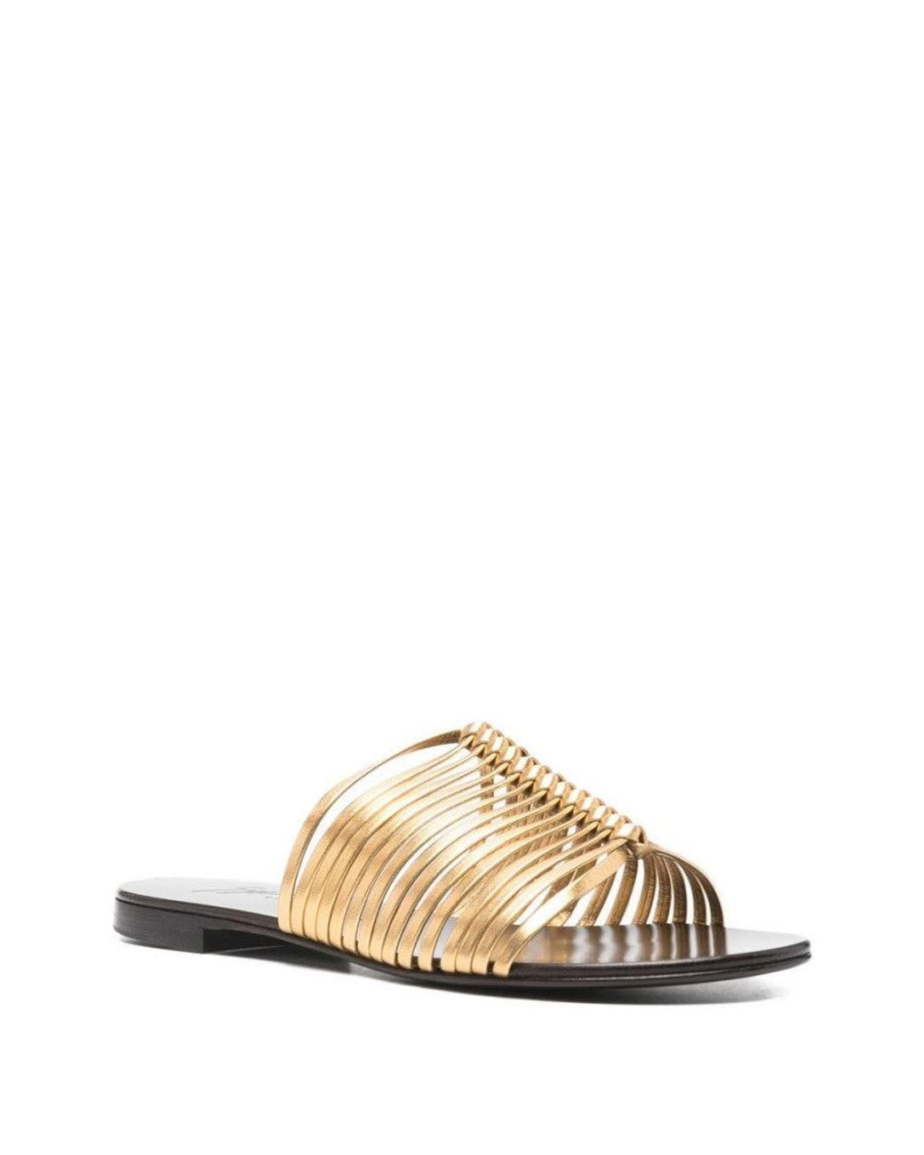Giuseppe Zanotti White Golden Slip-On Sandals