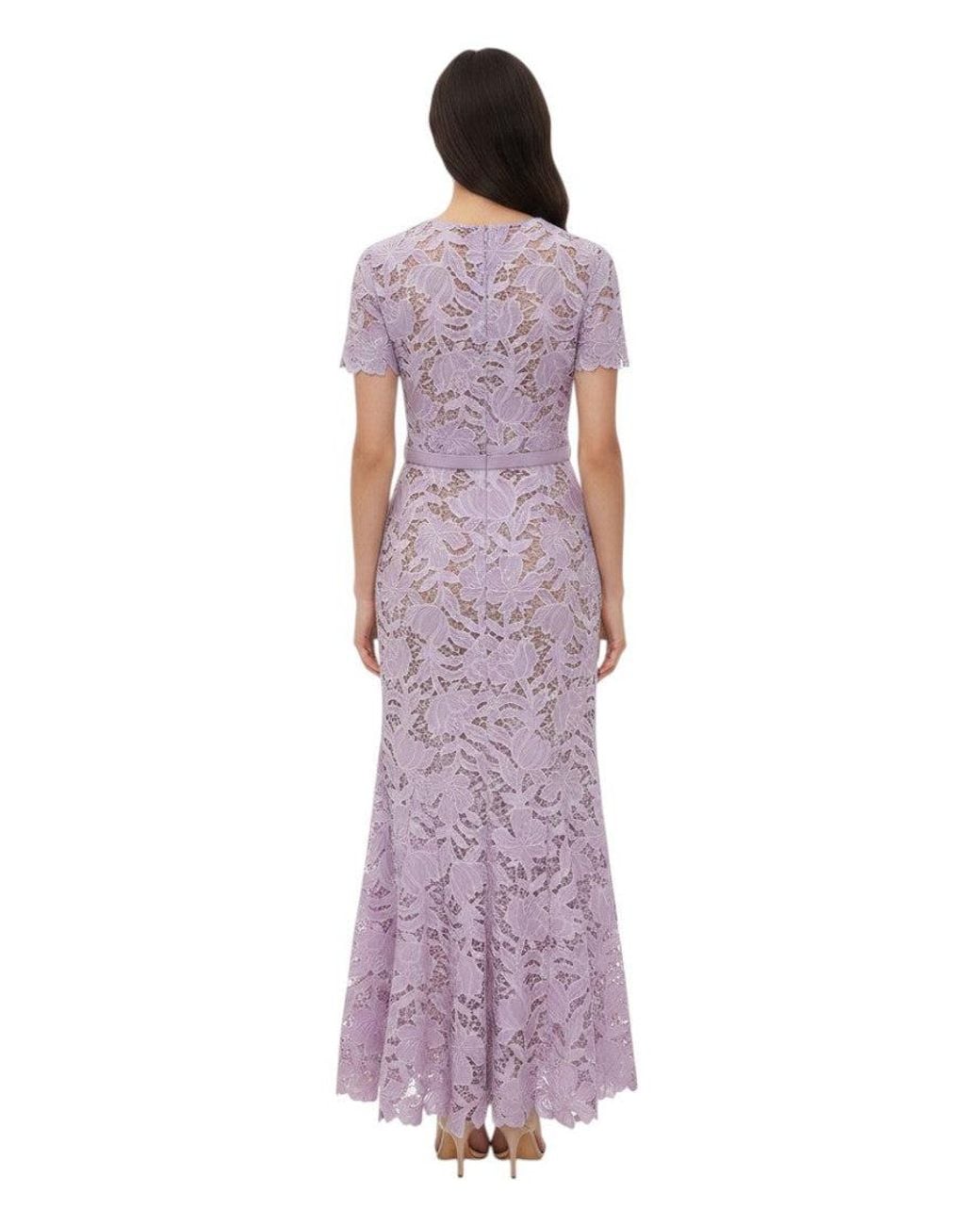 Self-Portrait Purple Lace Crew Neck Maxi Dress