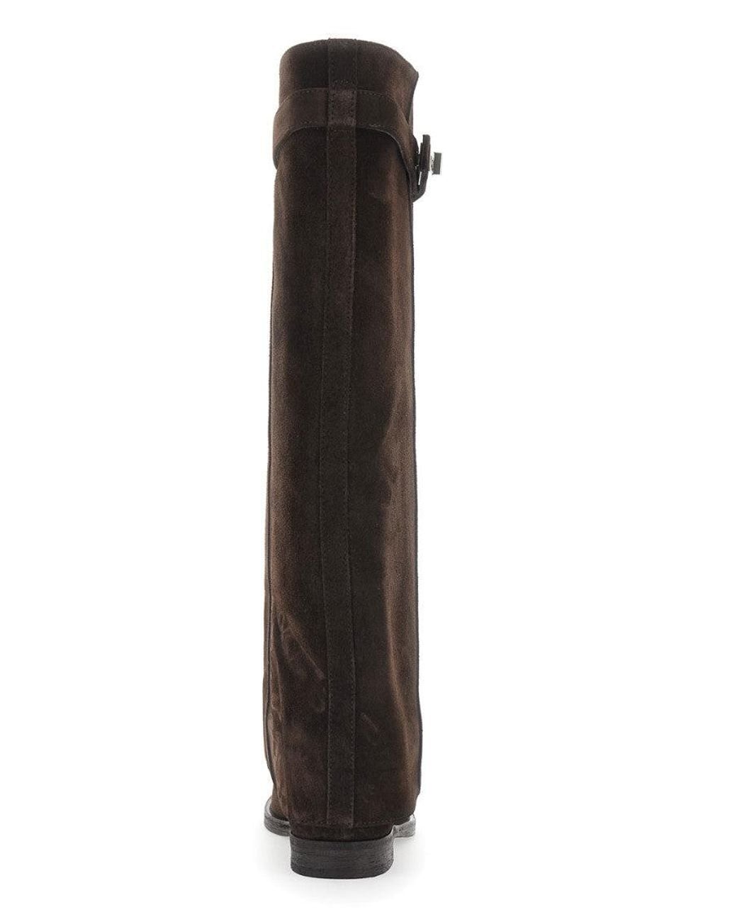 Via Roma 15 Black Suede High-Knee Boots