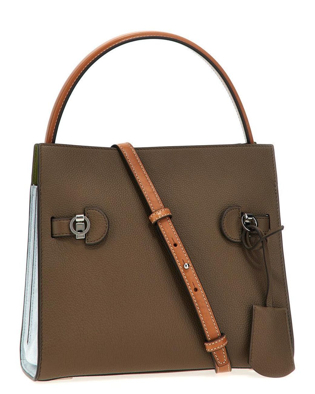 Tory Burch Brown Taupe 'Lee Radziwill' Small Satchel Bag
