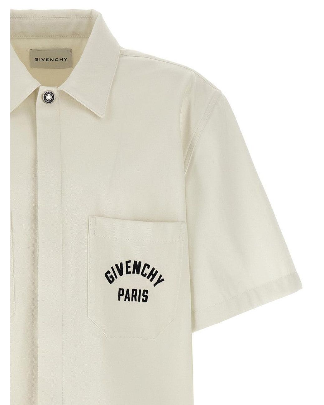 Givenchy White Logo Embroidery Shirt for men