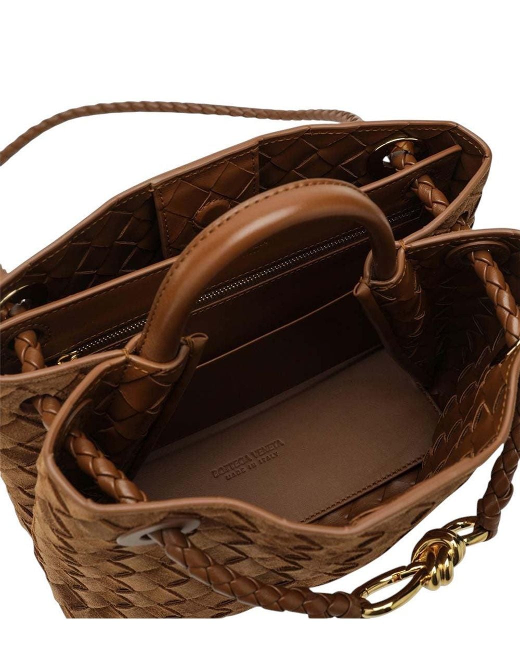 Bottega Veneta Brown Dark Andiamo Small Satchel