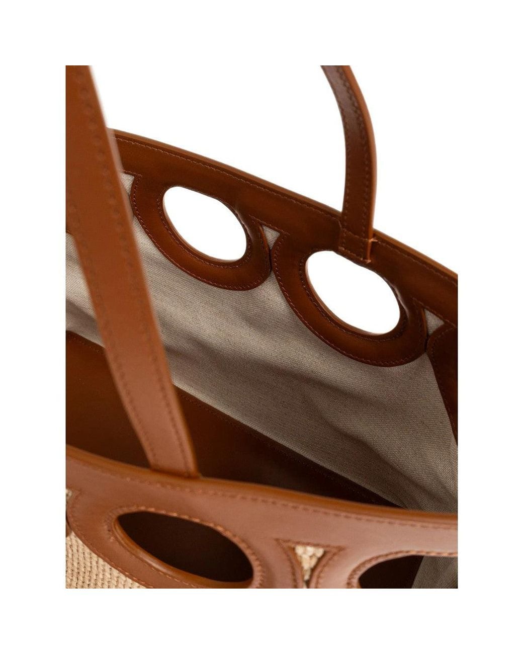 Ferragamo Brown Natural Gancini Medium Tote