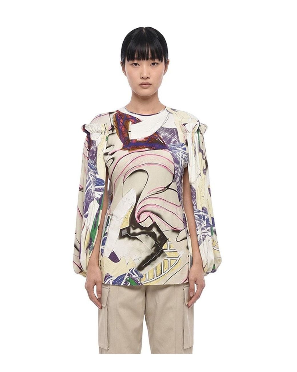 Stella McCartney White Printed Crew Neck Top